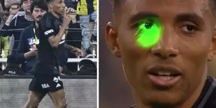Penaltının başına geçen Gedson Fernandes'e lazer tuttular